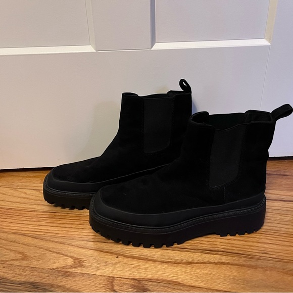 Nordstrom Rack 8.5 black Platform Chunky Lug Sole Bellamy Booties Chelsea Boots - Picture 1 of 6
